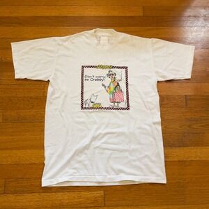 VTG 80s Maxine Don't Worry Be Crabby Cartoon Graphic T Shirt White L Funny USA